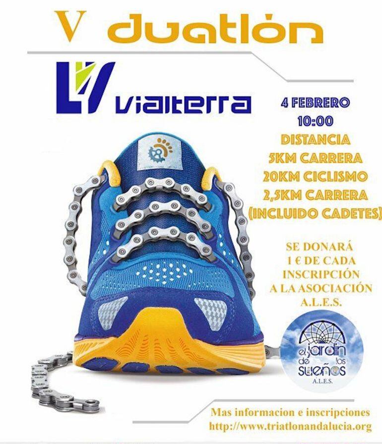 Cartel del V Duatlón Vialterra Úbeda del 4 de febrero