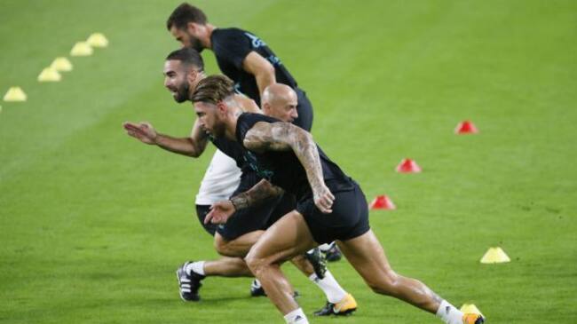 Sergio Ramos entrena junto a Carvajal y Nacho en la previa del Clásico en Miami