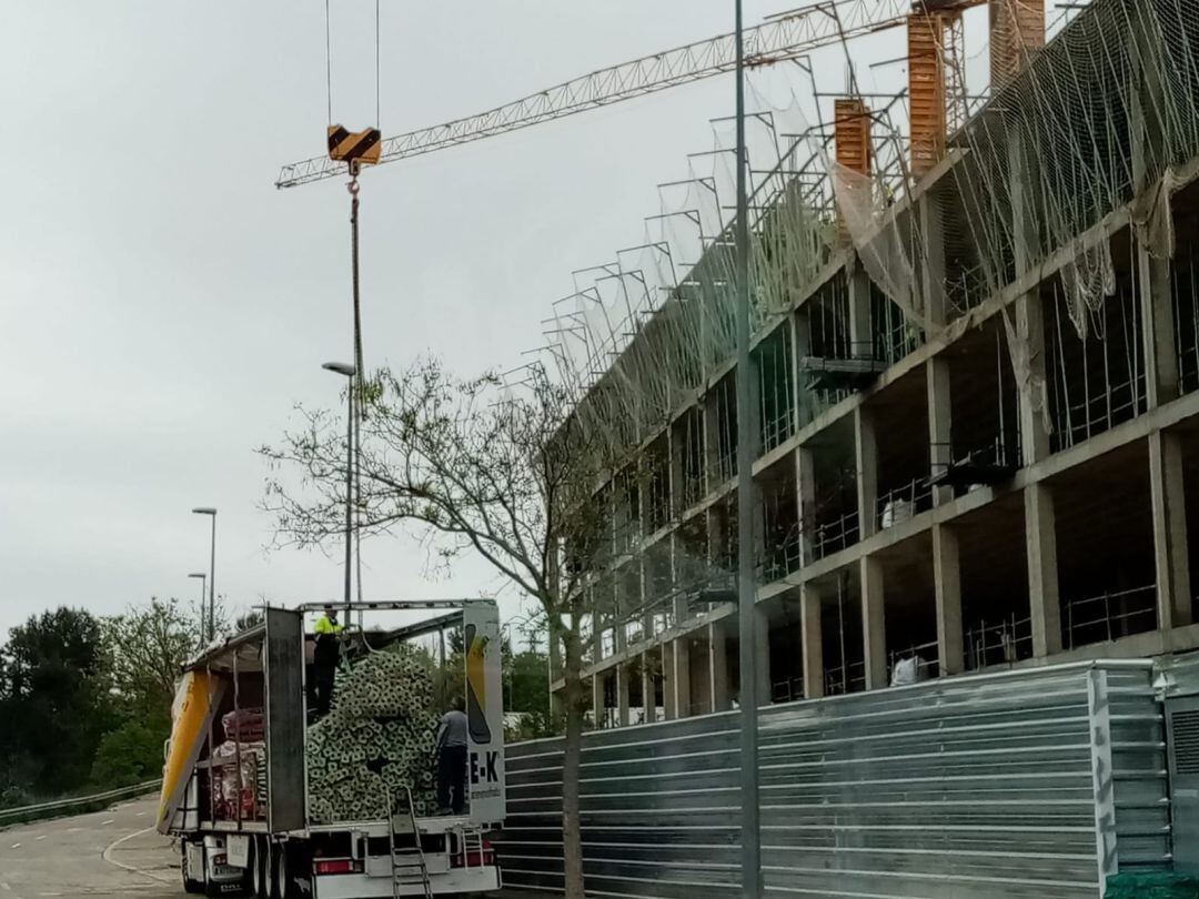 Fotografia de la construcció de l&#039;hospital d&#039;Ontinyent