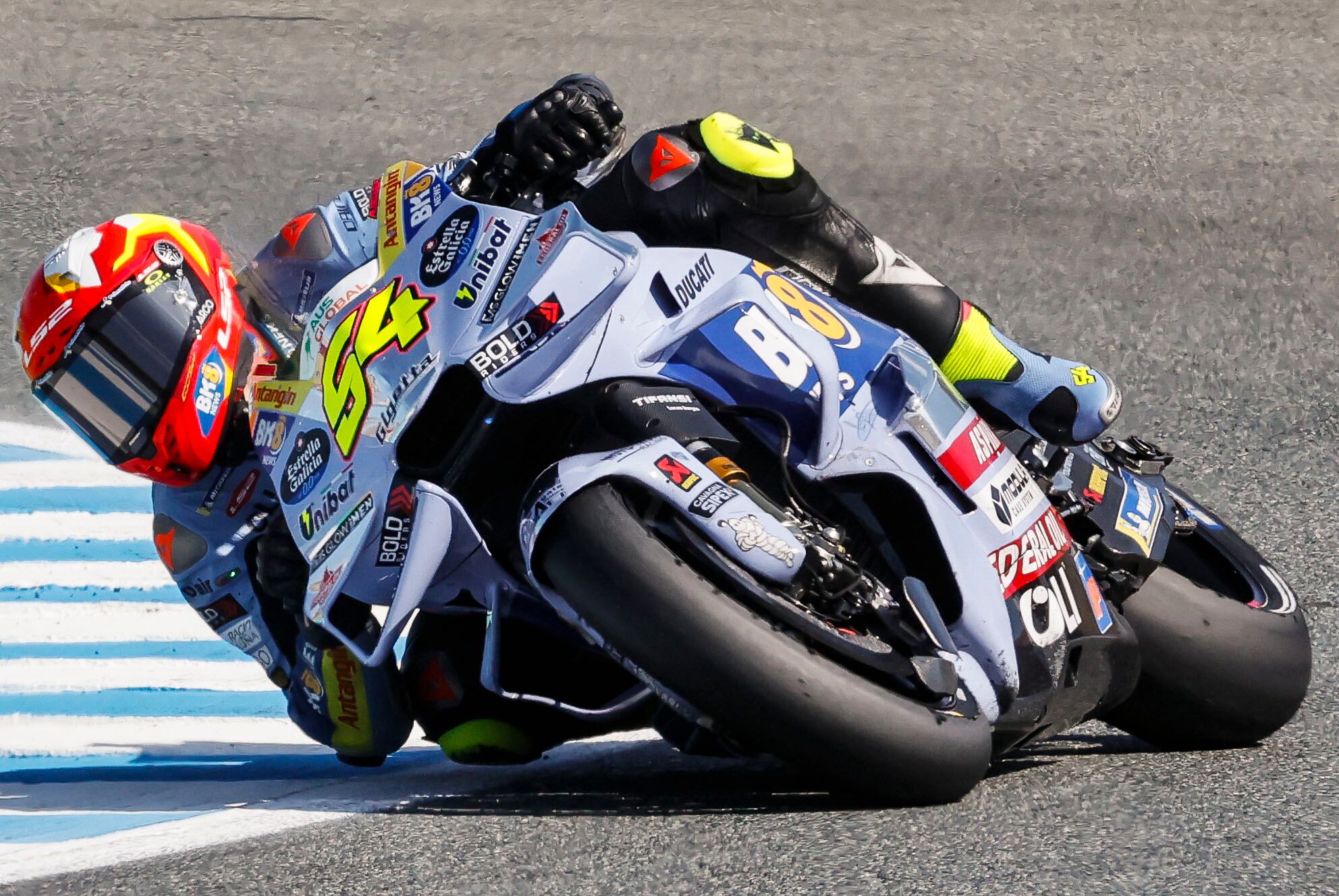 El piloto murciano de MotoGP Fermín Aldeguer del equipo BK8 Gresini Racing MotoGP durante el Gran Premio de España de Motociclismo.