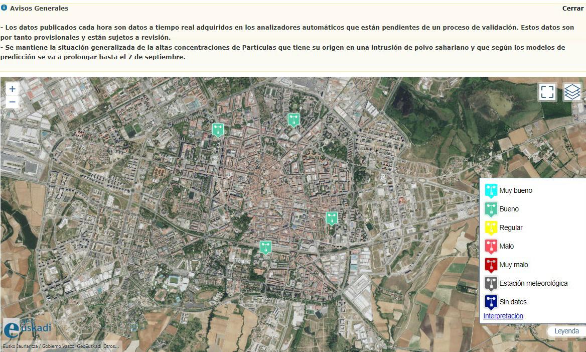 Los datos del Gobierno vasco indican que la calidad del aire en Vitoria es buena