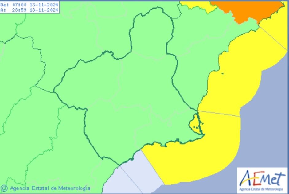 Aviso amarillo por fenómenos costeros