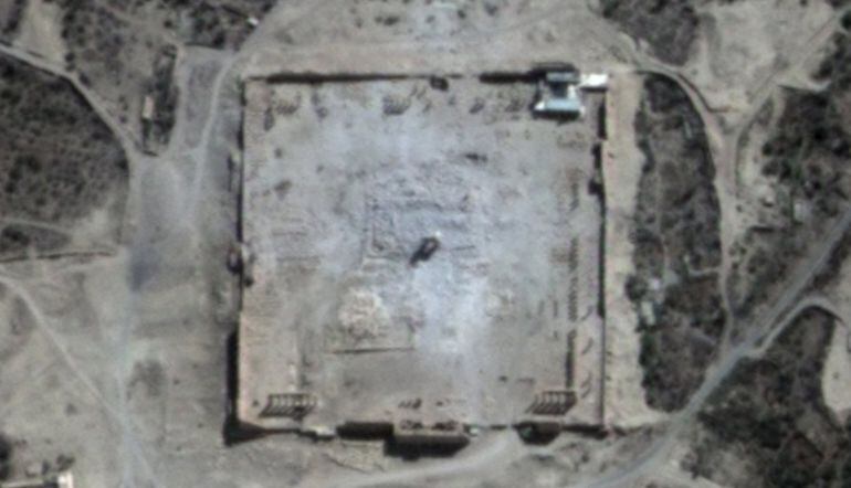 Imagen aérea del Templo de Baal tras la destrucción del Estado Islámico.