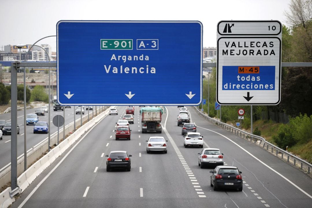 Estado del tráfico en la A3, carretera de Valencia a la altura de Santa Eugenia, en sentido salida de Madrid.