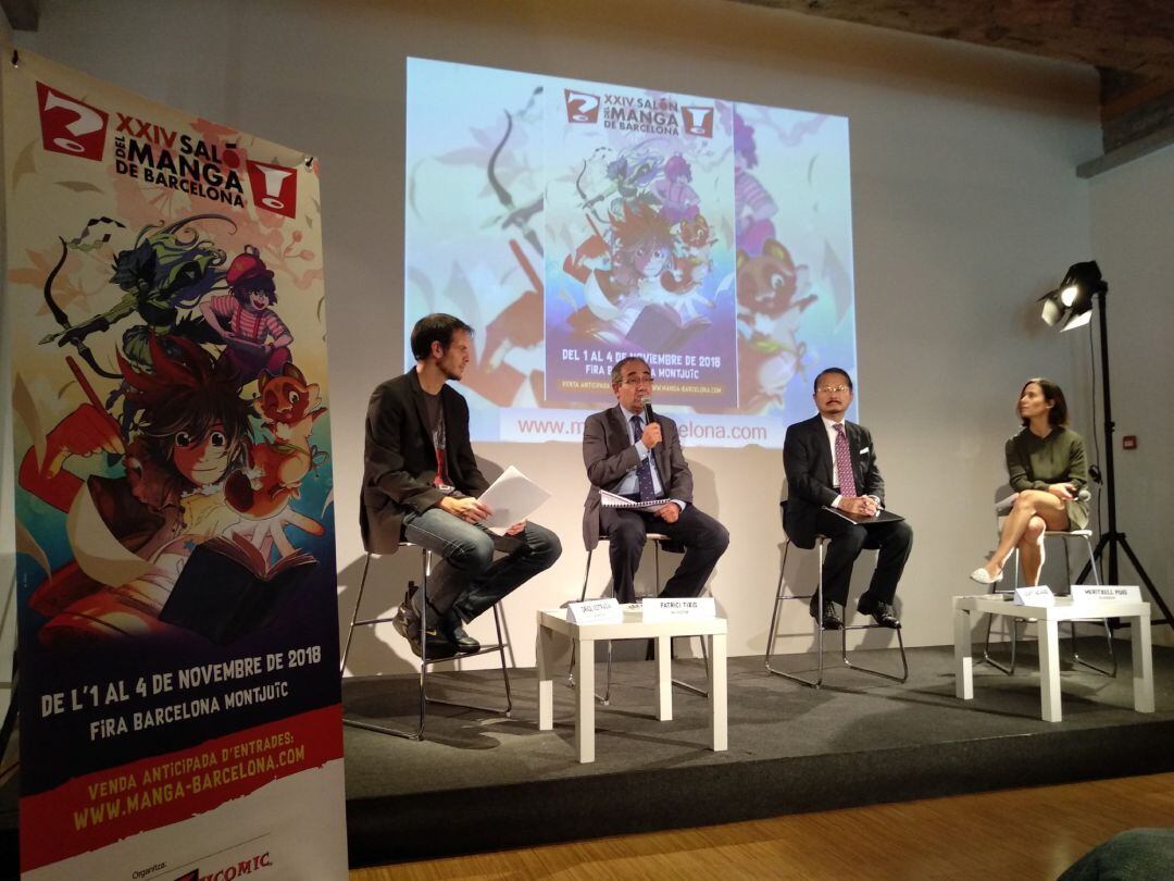 Oriol Estrada, Patrici Tixis, Naohito Watanabe y Meritxell Puig en la presentación del 24 Salón del Manga de Barcelona