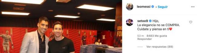 Captura de pantalla de la publicación de Messi