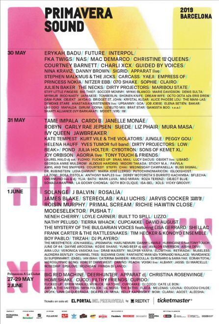 Cartel del Primavera Sound 2019.