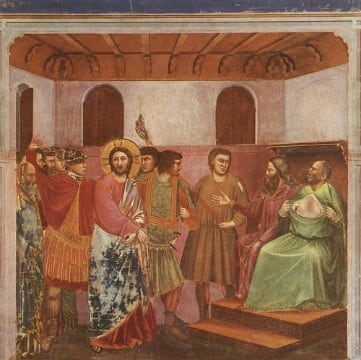 Jesús ante Caifas por Giotto