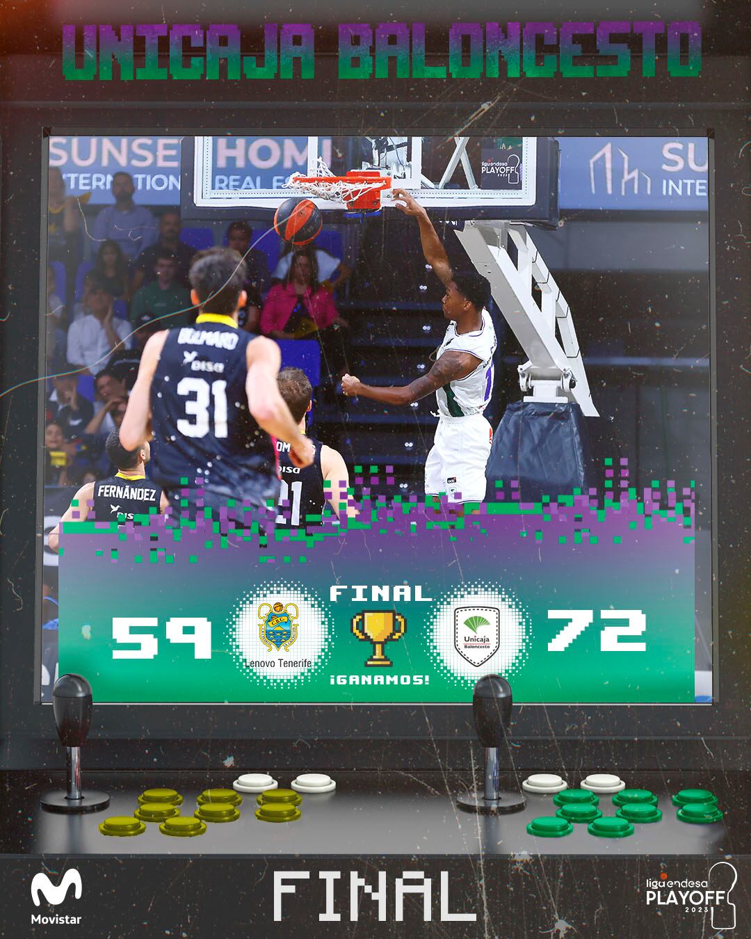 El Unicaja venció en el primer partido de los cuartos de final al Lenovo Tenerife a domicilio