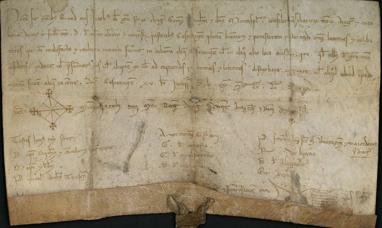 Pergamino original de Jaime I dictando la creación de la Casa de Ganaderos