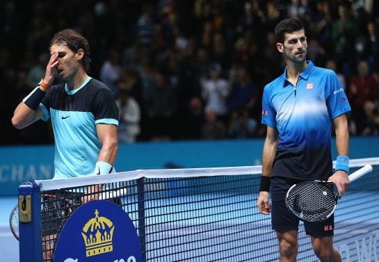 Rafa Nadal y Novak Djokovic, durante un partido entre ambos