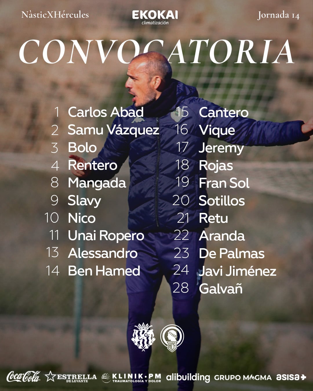Convocatoria del Hércules para el enfrentamiento ante el Nàstic