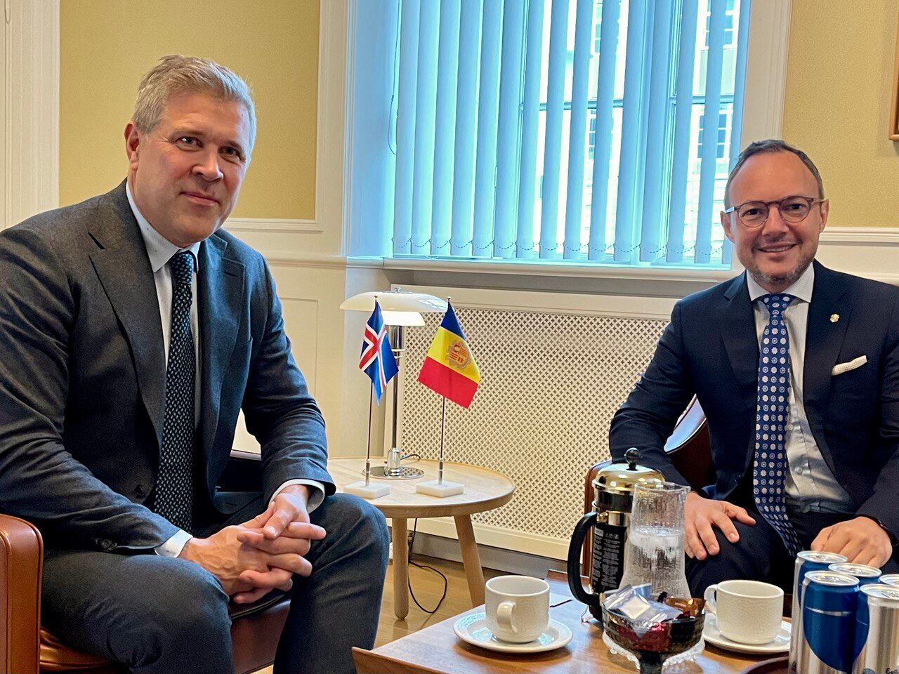 El cap de Govern, Xavier Espot, i el primer ministre d’Islàndia, Bjarni Benediktsson