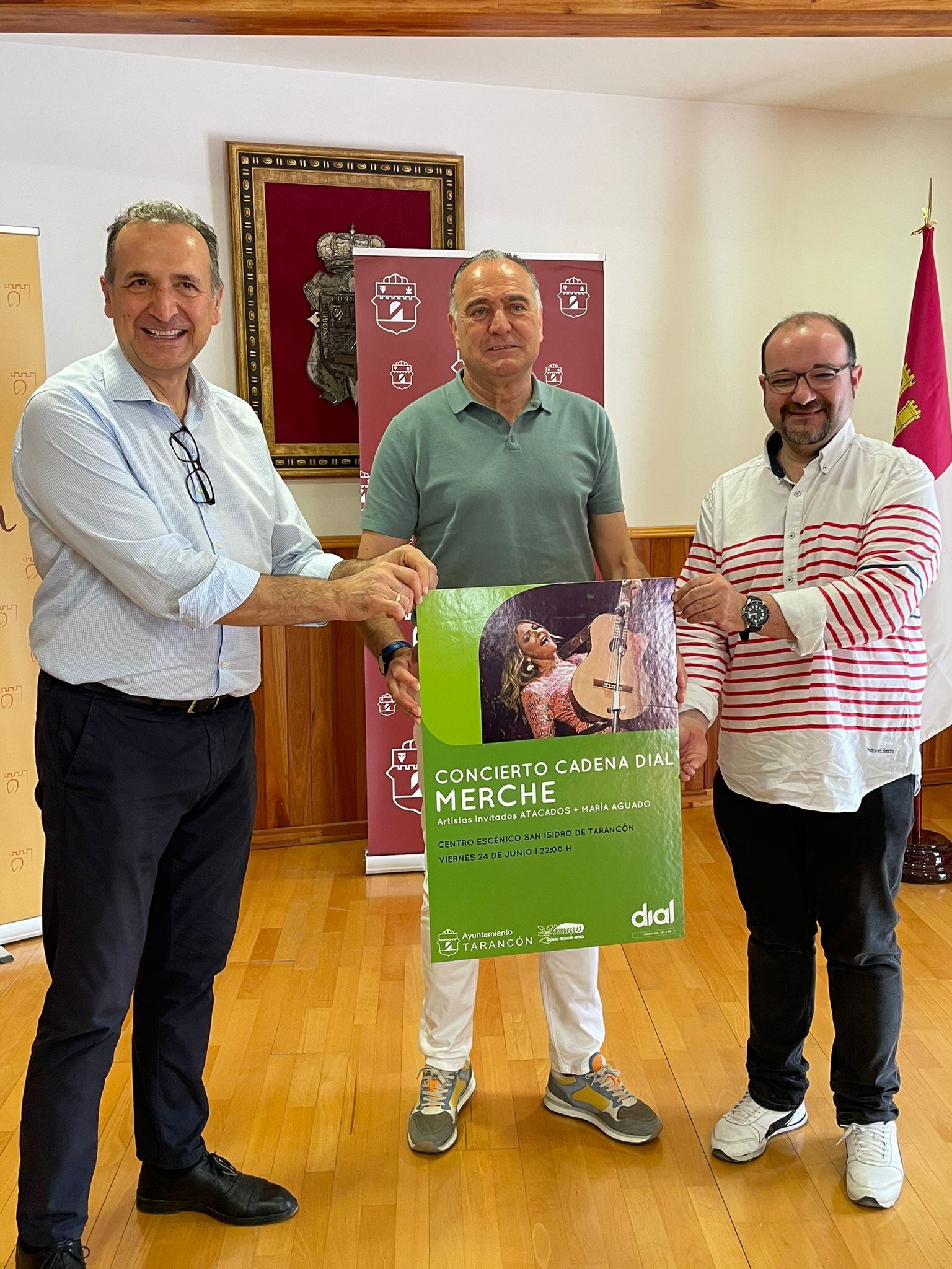 Agustín Torres, José Manuel López Carrizo y Curro García en la presentación del Concierto Dial en Tarancón