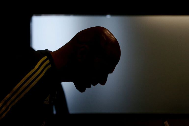 Zinedine Zidane, durante una rueda de prensa en Valdebebas