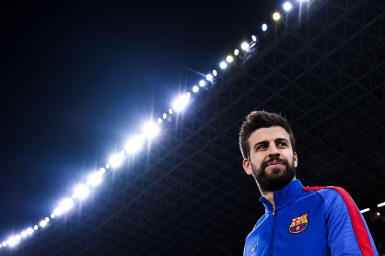 Piqué, antes de un partido con el Barça