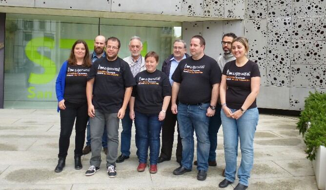 Los responsables de los museos, Olatu-Talka y la Sociedad Fotográfica de Gipuzkoa en la presnetacion de las actividades en el Museo San Telmo