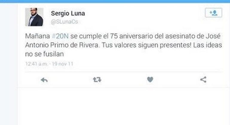 Captura del comentario en Twitter del concejal de Ciudadanos publicado en noviembre de 2011