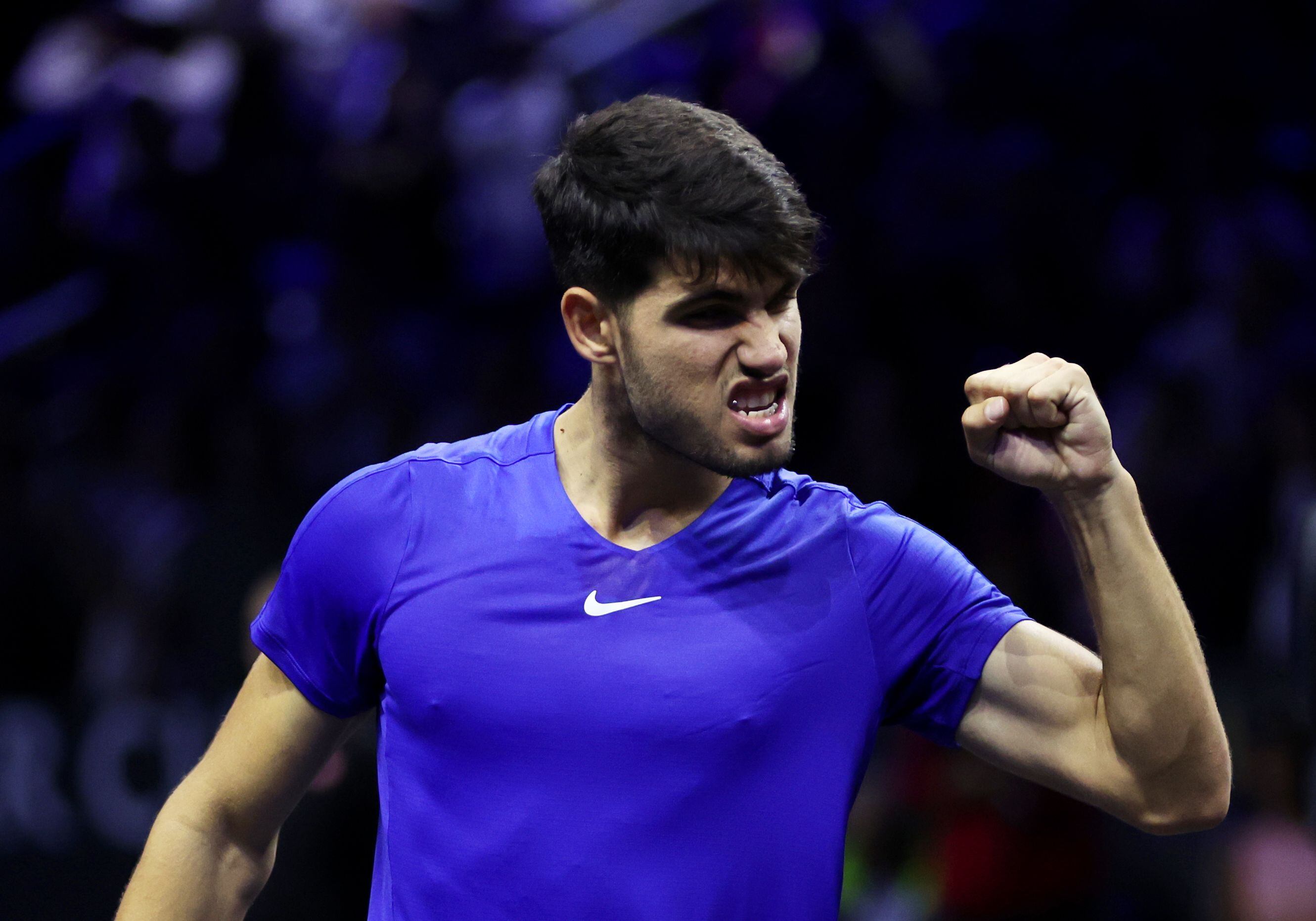 Carlos Alcaraz celebra su victoria en la Laver Cup