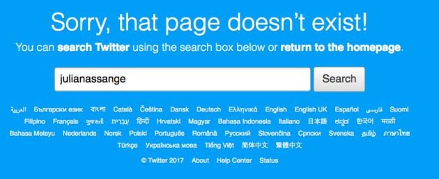 La cuenta de Twitter de Assange desapareció durante varias horas.