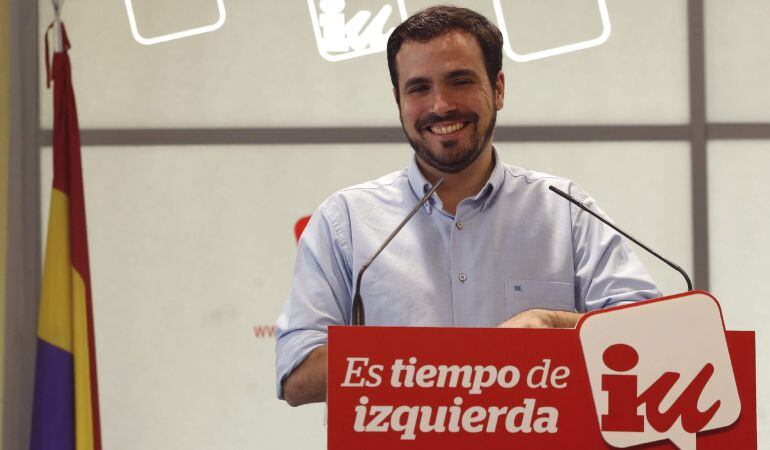 El candidato de IU a la Presidencia del Gobierno, Alberto Garzón, durante una rueda de prensa la semana pasada