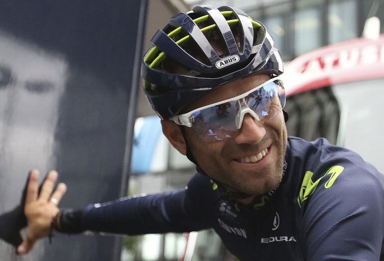 Alejandro Valverde un día antes de la etapa