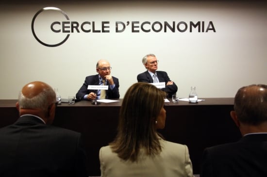 Un moment de la conferència 'L'economia espanyola: el cercle virtuós', aquest dimarts a Barcelona