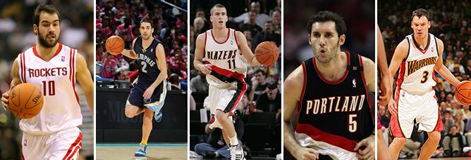 Vassilis Spanoulis, Juan Calos Navarro, Sergio Rodríguez, Rudy Fernández y Sarunas Jasikevicius