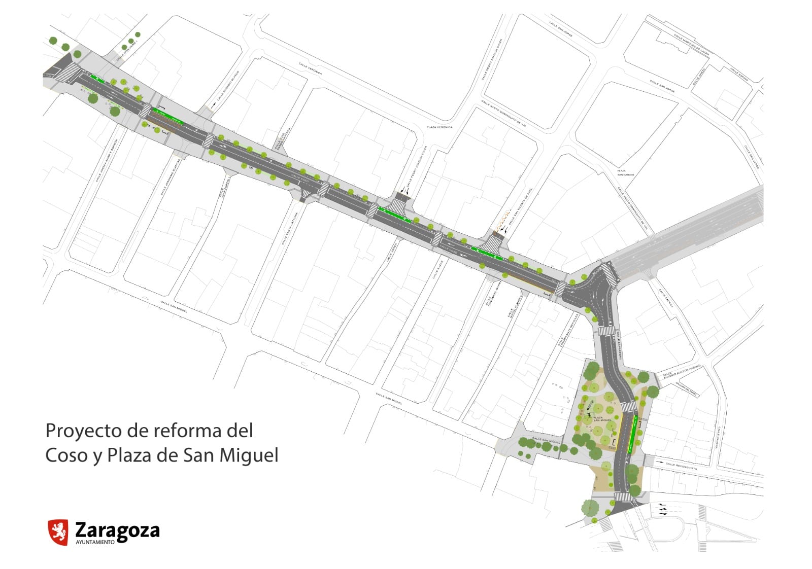 Plano de la reforma de la plaza San Miguel y Coso