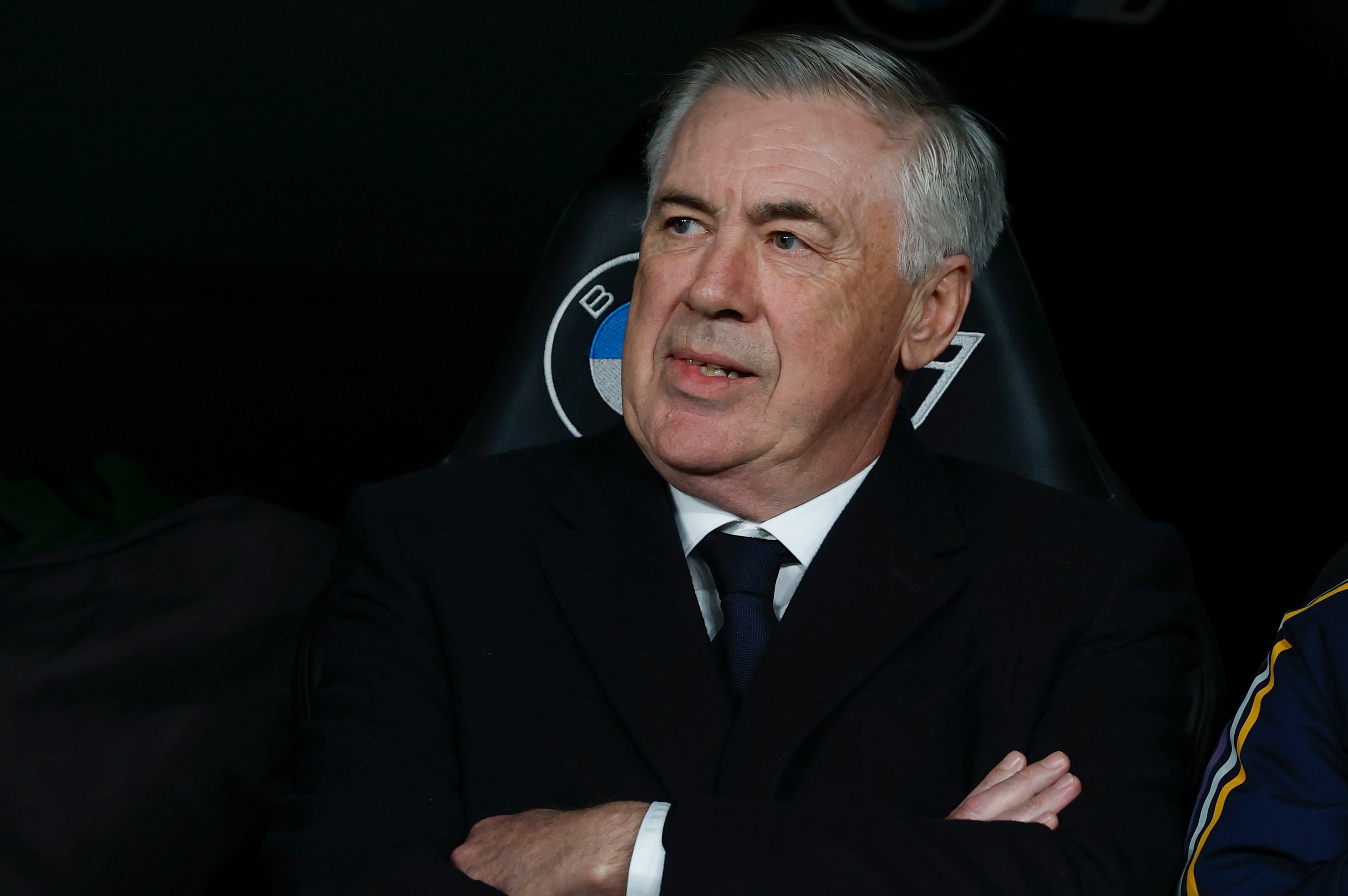 Carlo Ancelotti en el banquillo del Real Madrid