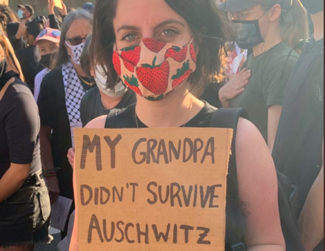 Una pancarta en una de las marchas de este fin de semana contra los bombardeos de Israel sobre Gaza. 