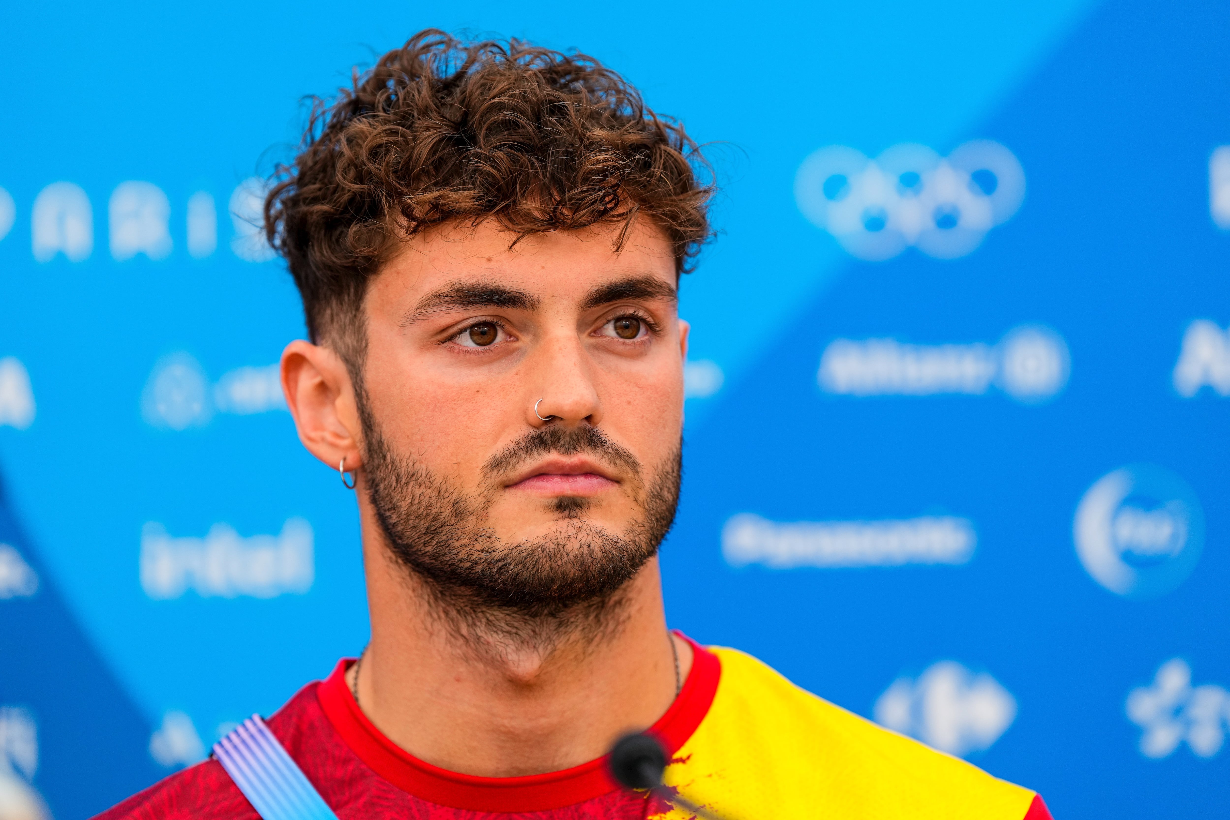 PARIS, FRANCE - JULY 25: Arbidel Gonzalez (ESP) attends the Swimming press conference ahead the Paris 24 Olympics Games during the Media Day of Spain at COE Zone in International Village during the Paris 2024 Olympics Games on July 25, 2024 in Paris, France. (Photo By Oscar J. Barroso/Europa Press via Getty Images)