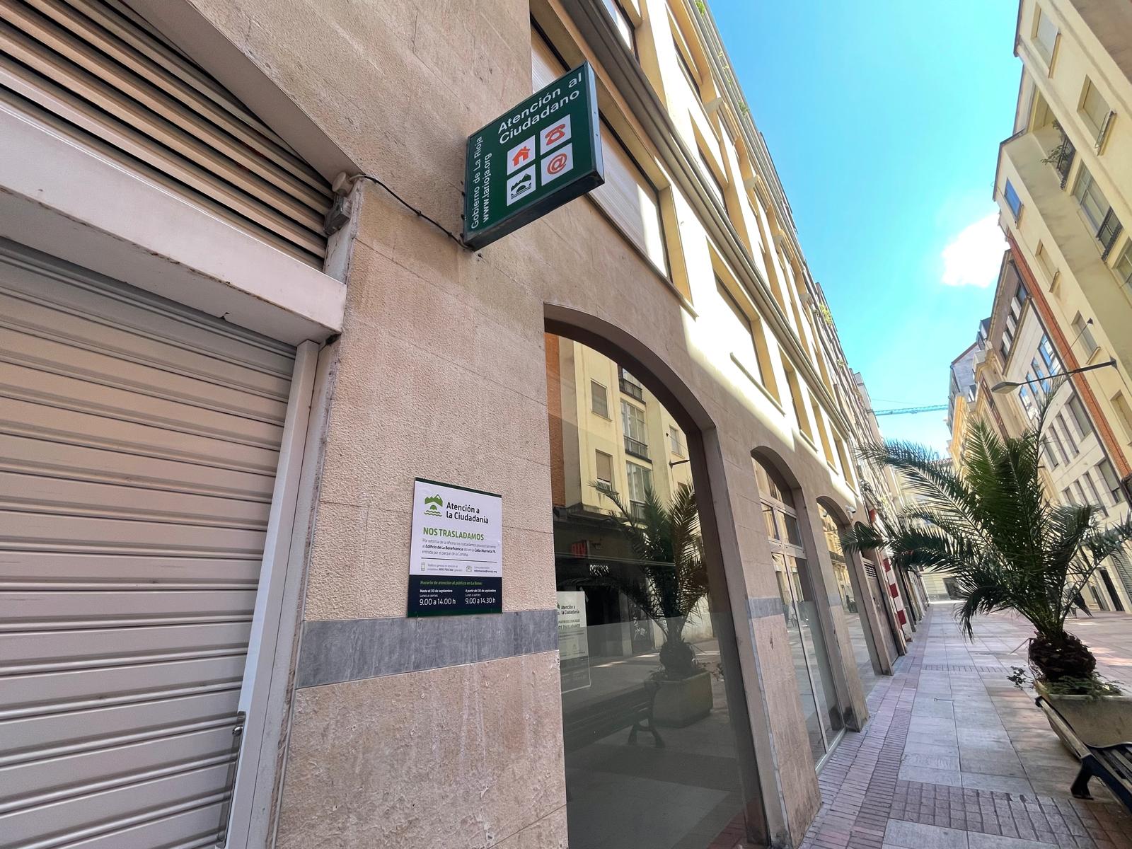 Traslado de la oficina del Servicio de Atención al Ciudadano en Logroño por obras