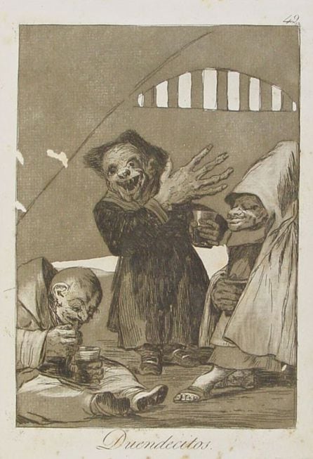 Duende Martinico en el grabado Duendecillos de los Caprichos de Francisco de Goya.