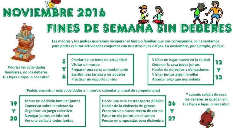 Cartel elaborado por la Confederación Española de Padres y Madres del Alumnado.