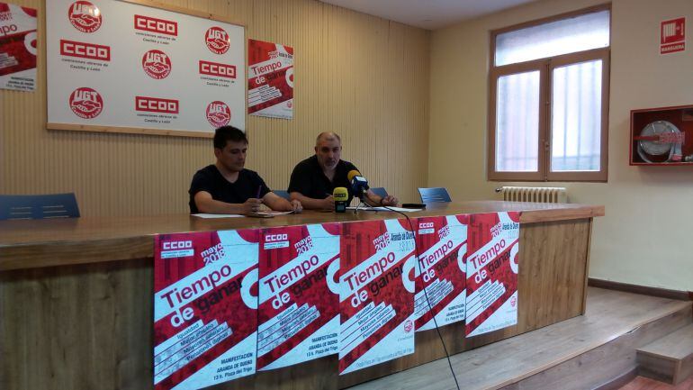Los secretarios generales de CCOO y UGT en la Ribera presentaron los actos del 1º de Mayo