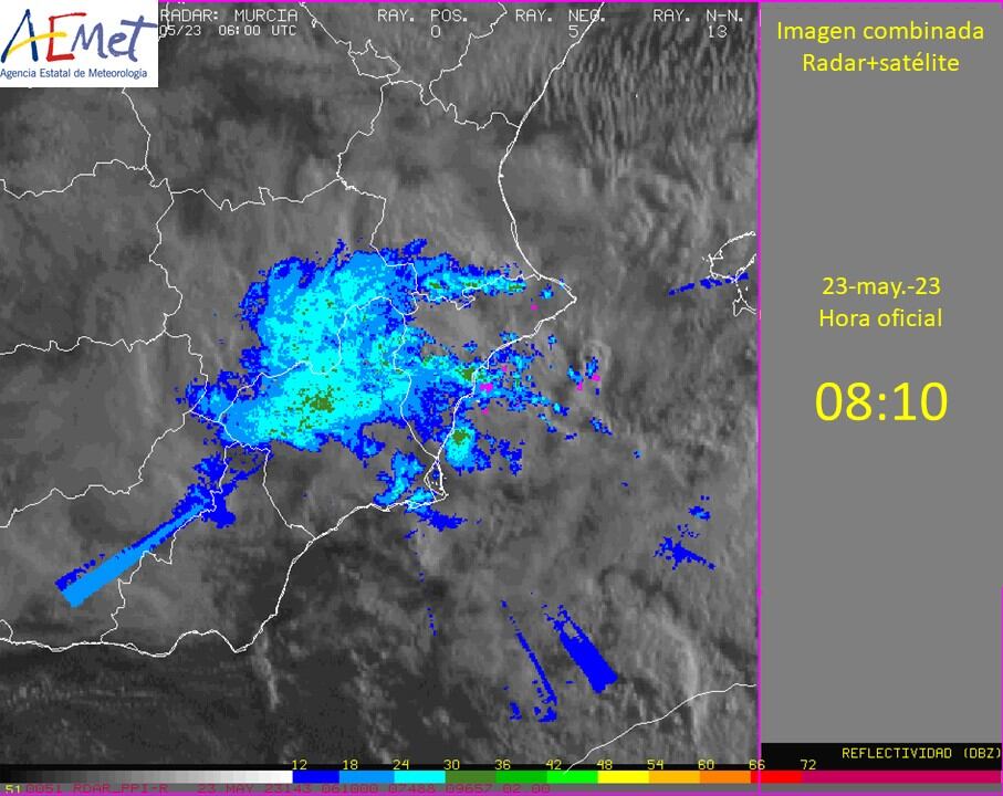 Imagen de la AEMET de la DANA sobre Alicante