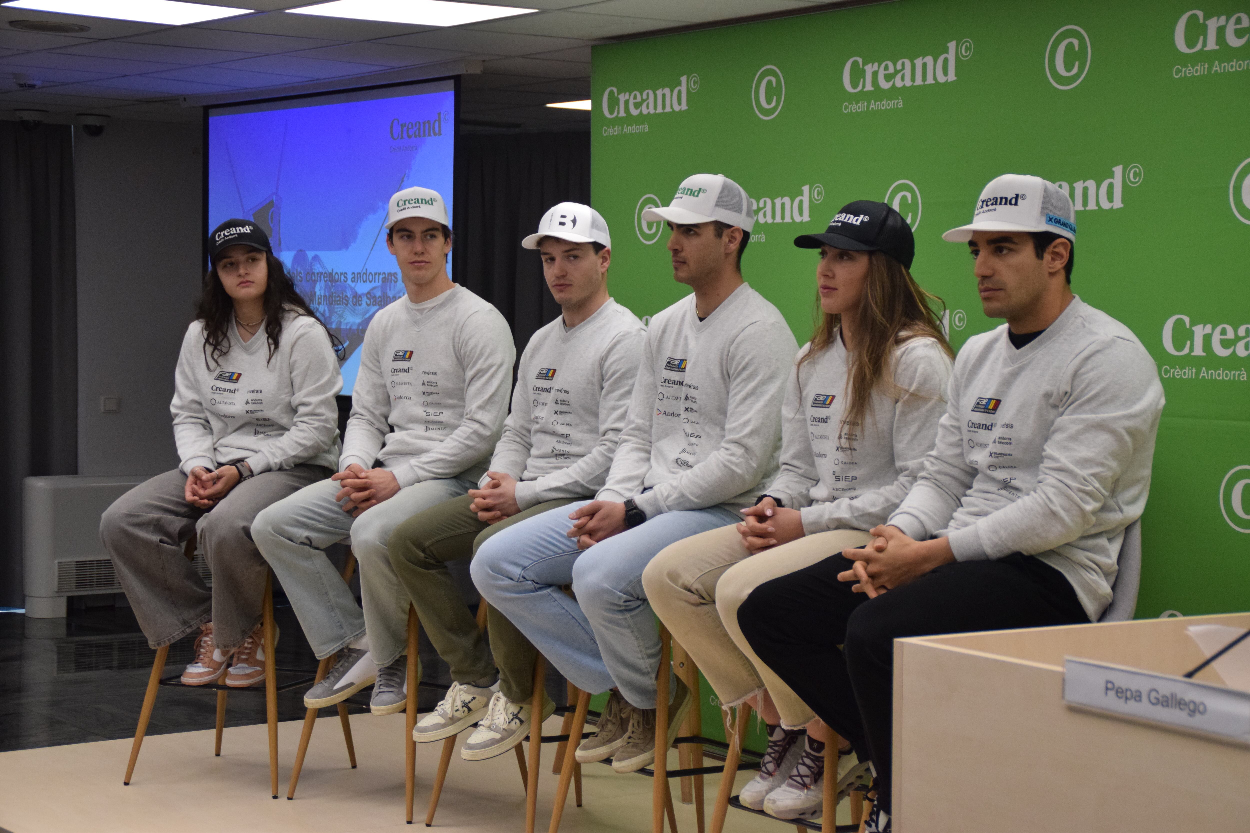 Els representants de la FAE durant la roda de premsa de presentació dels Campionats del Món de Saalbach