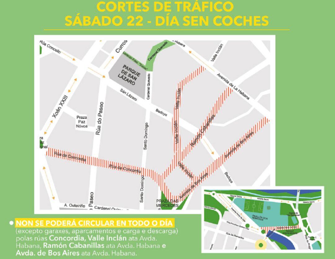 El plano de los cortes de circulación