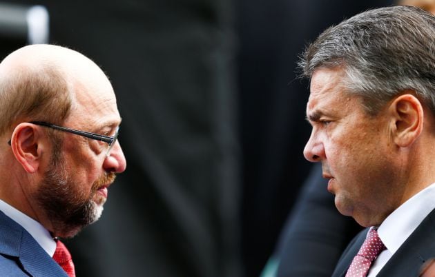 Martin Schulz y el ministro de Exteriores, Sigmar Gabriel