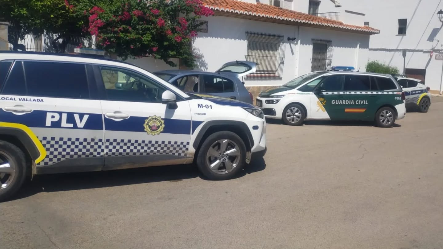 Colaboración de policías locales y la Guardia Civil (Fuente: RRSS Policía Local de Vallada)
