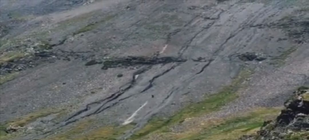 El pilot d'enduro, Josep Garcia pujant el pic Negre amb la seva moto.