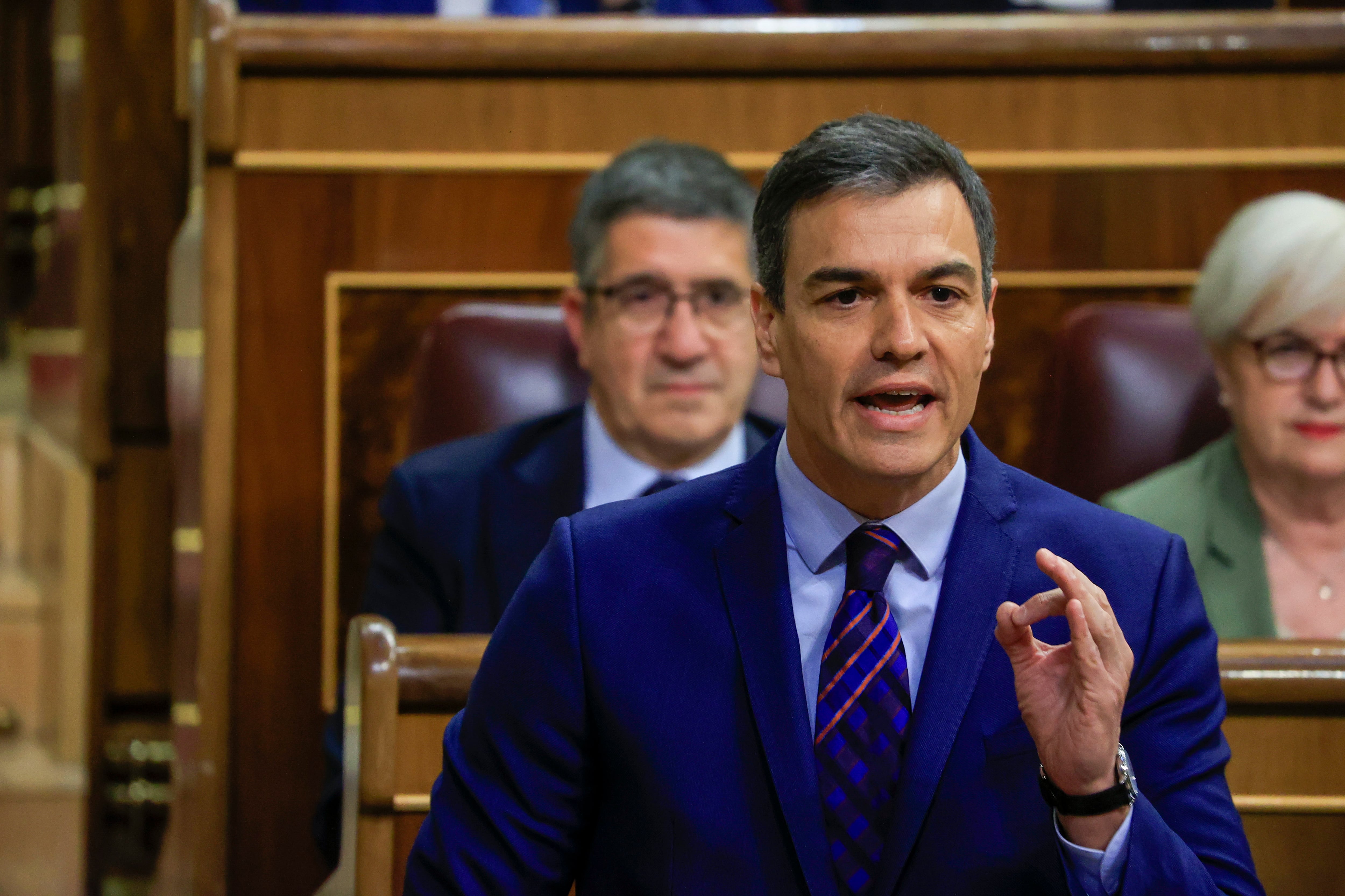 El presidente del Gobierno, Pedro Sánchez, interviene durante la sesión de control en el Congreso de los Diputado este miércoles.