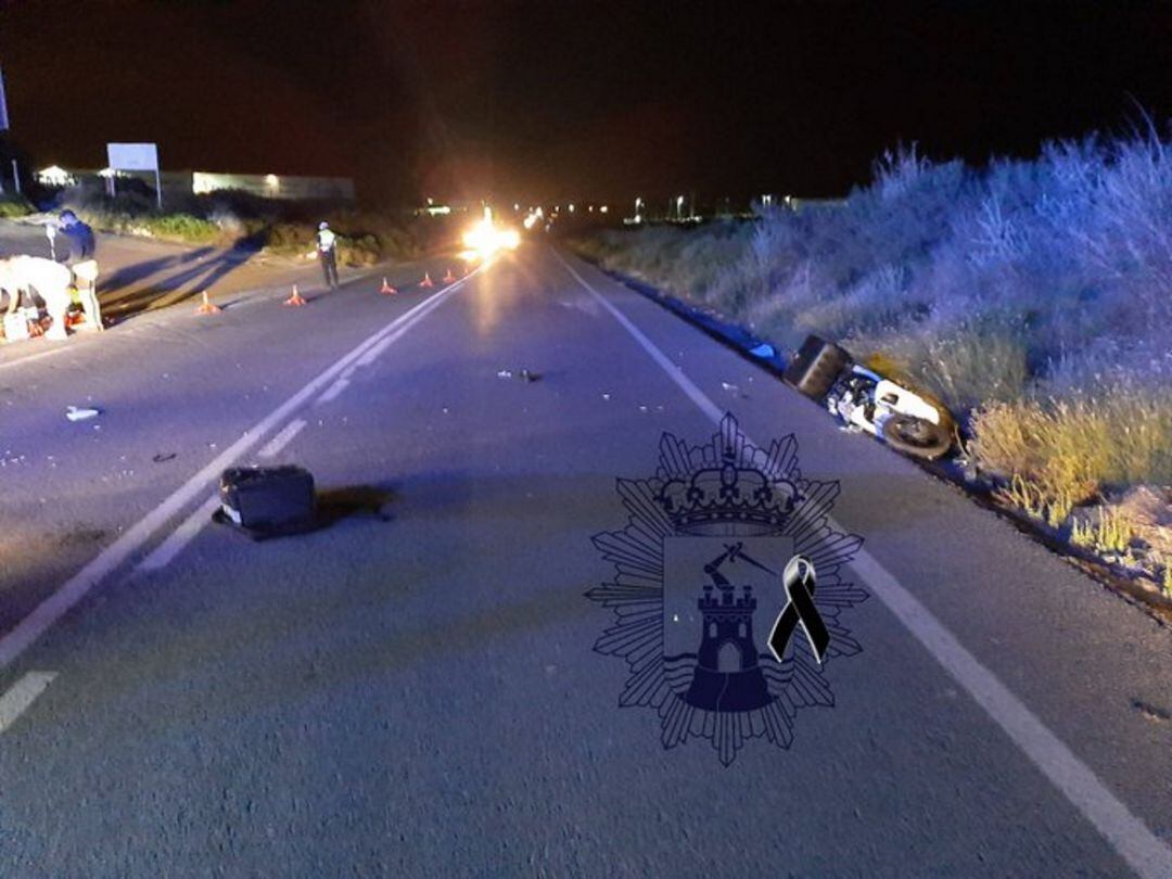 Lugar del accidente donde fallecía el joven motorista 