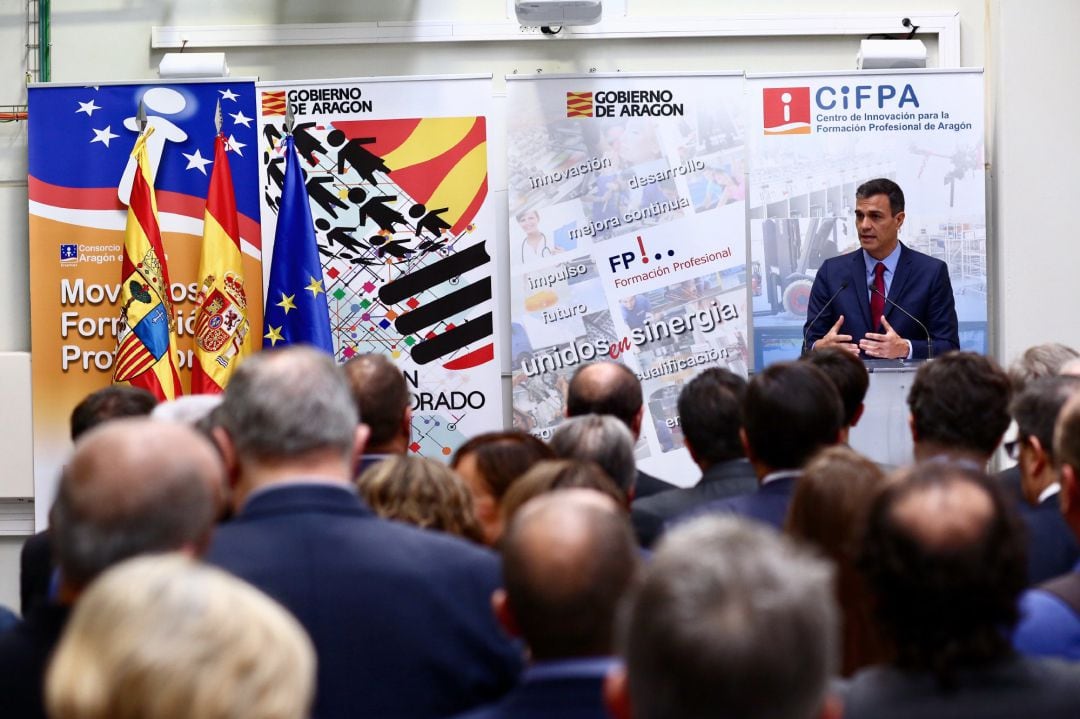 Pedro Sánchez, presidente del Gobierno, visita el Centro de Innovación de FP de Aragón en Zaragoza