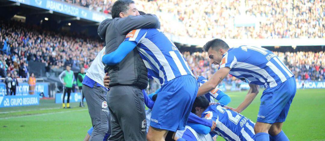 Celebración de un gol en Riazor