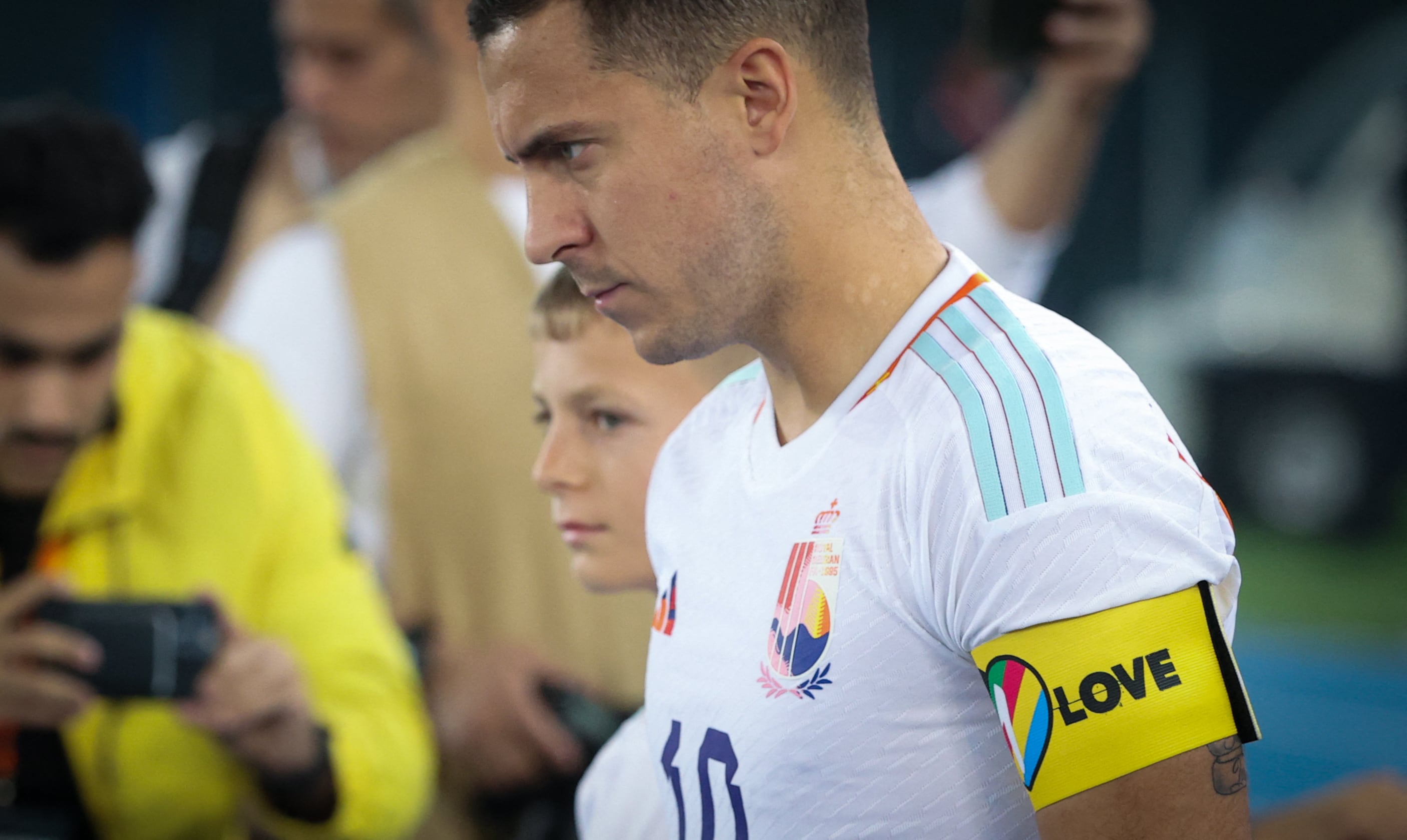 Hazard con la camiseta de Bélgica.