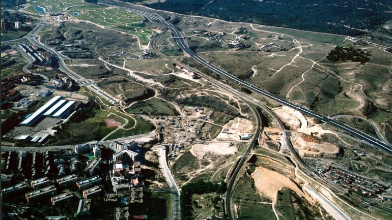 Vista aérea del desarrollo urbanístico en Arroyo del Fresno (Madrid)