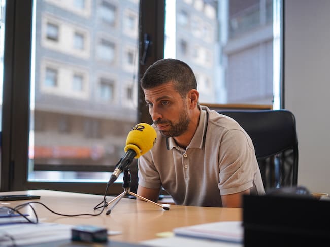 L'ex blaugrana i màxim accionista de l'FC Andorra, Gerard Piqué, durant l'entrevista amb SER Andorra