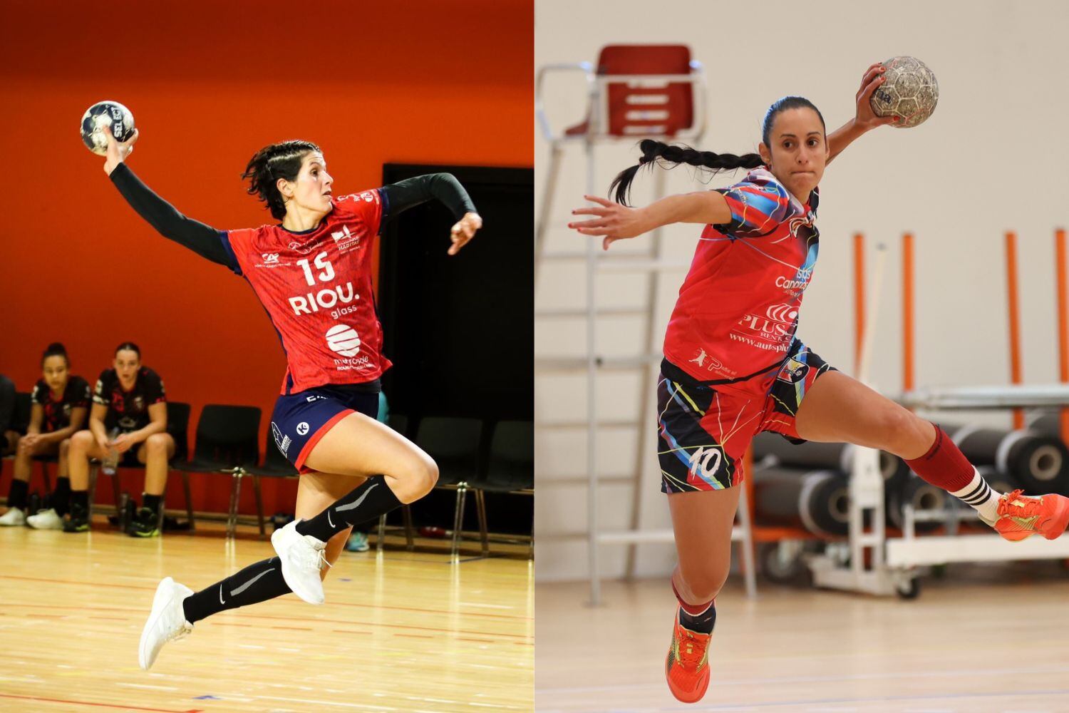 La jugadora internacional uruguaya de balonmano Agustina López Santamarin y Gleinys Reyes, jugadora renovada en el Zonzamas Plus Car Lanzarote.